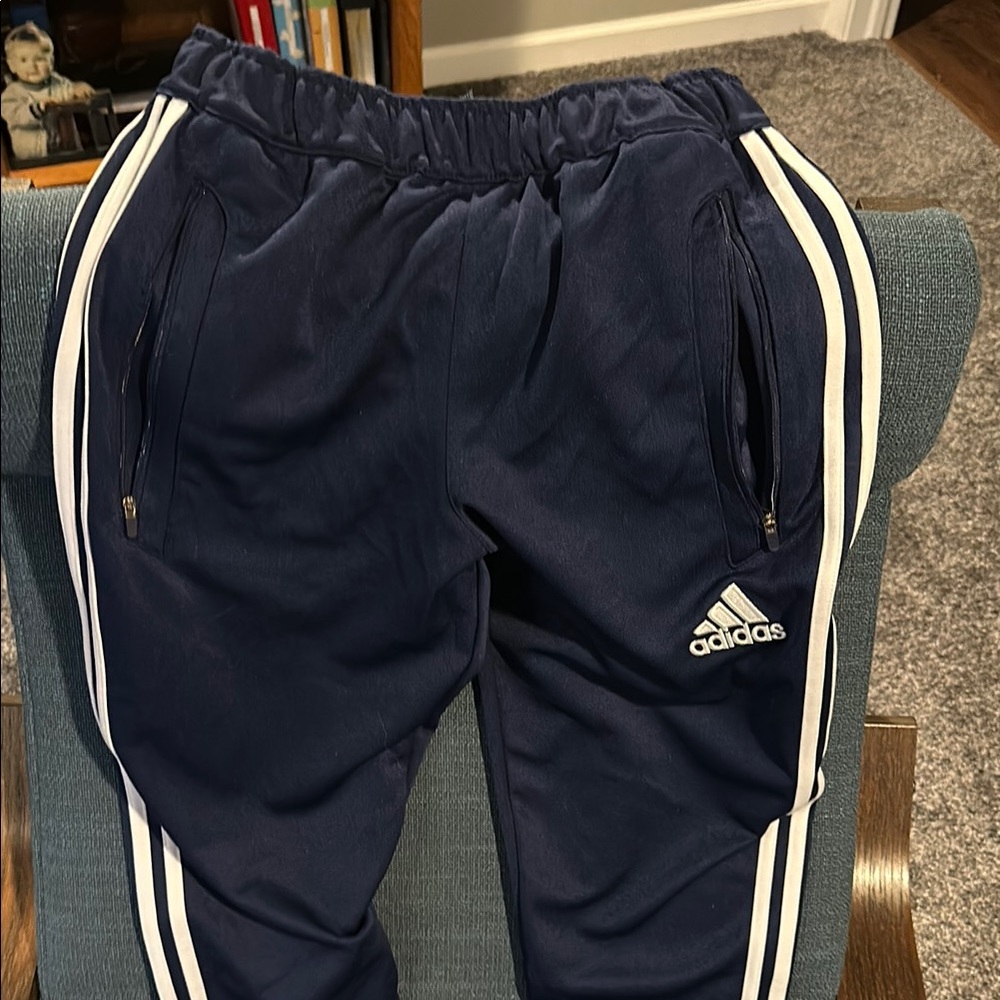 adidas Blue Sweatpants with Elastic Waistband and Iconic Stripes